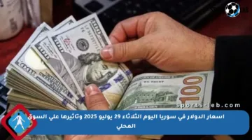 أسعار الدولار في سوريا اليوم الثلاثاء 29 يوليو 2025 وتأثيرها على السوق المحلي